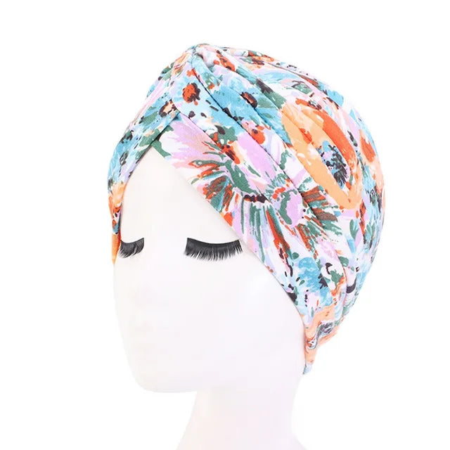 Hot Sale Ethnic Style Lady Turban Hat Print Indian Cap High Quality Muslim Sleep Bonnet For Women