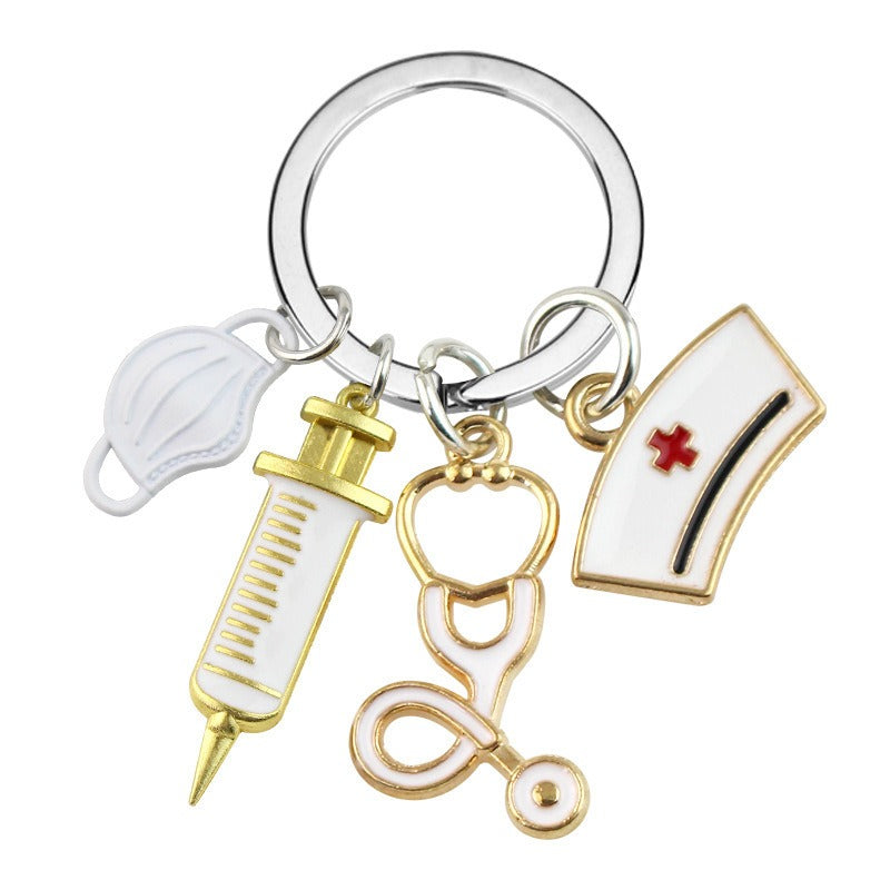 Nurses, doctors, masks, keychains, medical rescue personnel keyrings, syringes, syringes, stethoscopes, keychains