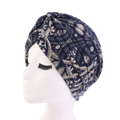 Hot Sale Ethnic Style Lady Turban Hat Print Indian Cap High Quality Muslim Sleep Bonnet For Women