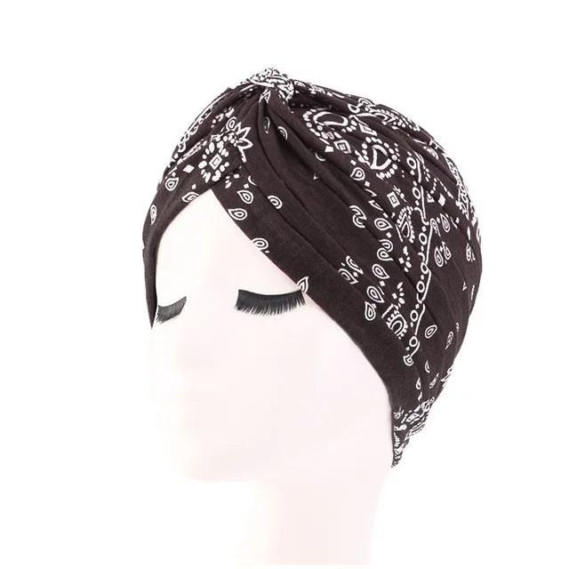 Hot Sale Ethnic Style Lady Turban Hat Print Indian Cap High Quality Muslim Sleep Bonnet For Women