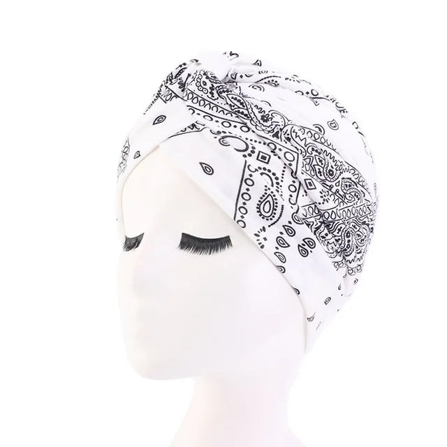 Hot Sale Ethnic Style Lady Turban Hat Print Indian Cap High Quality Muslim Sleep Bonnet For Women