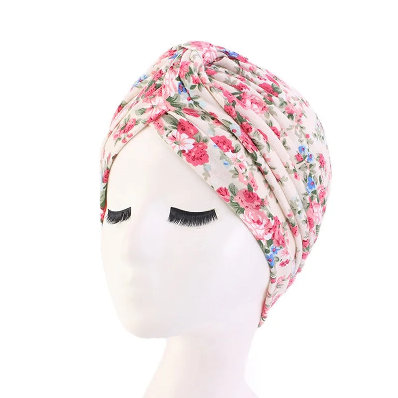 Hot Sale Ethnic Style Lady Turban Hat Print Indian Cap High Quality Muslim Sleep Bonnet For Women