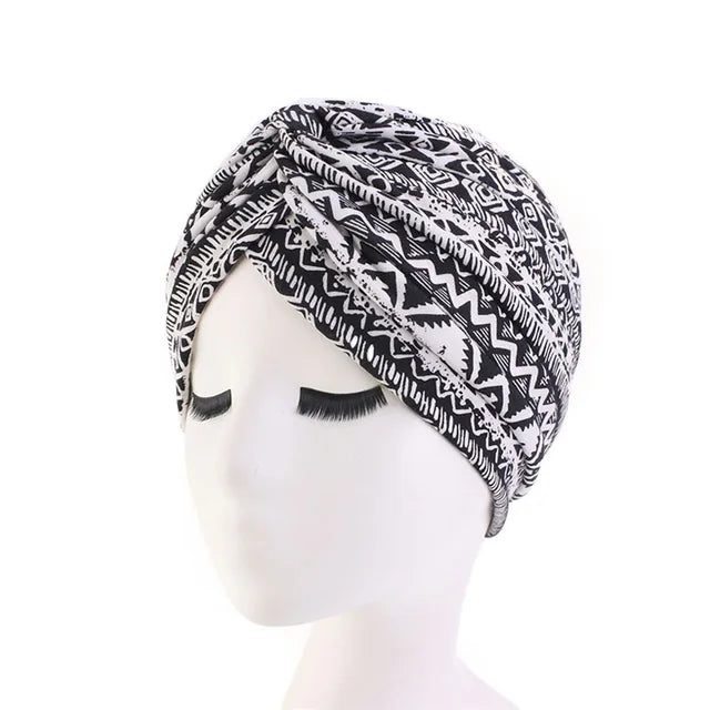 Hot Sale Ethnic Style Lady Turban Hat Print Indian Cap High Quality Muslim Sleep Bonnet For Women