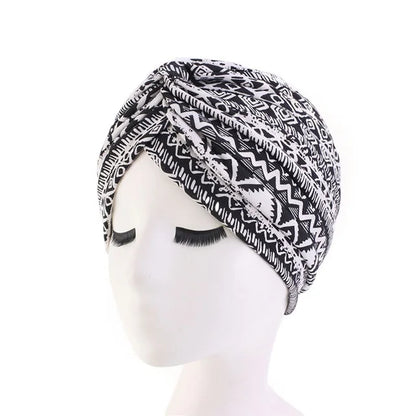 Hot Sale Ethnic Style Lady Turban Hat Print Indian Cap High Quality Muslim Sleep Bonnet For Women