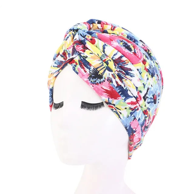 Hot Sale Ethnic Style Lady Turban Hat Print Indian Cap High Quality Muslim Sleep Bonnet For Women