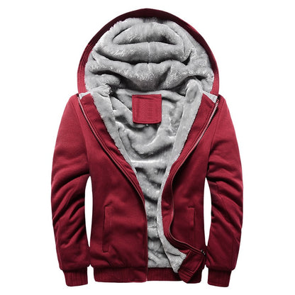 Men's Sweater Hooded Autumn And Winter Clothes Baseball Uniform Korean Sports Velvet Thickened Coat