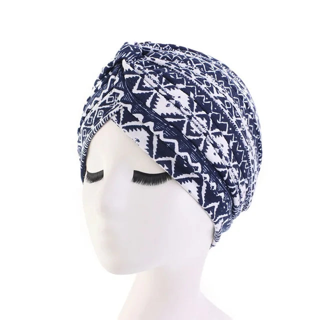 Hot Sale Ethnic Style Lady Turban Hat Print Indian Cap High Quality Muslim Sleep Bonnet For Women