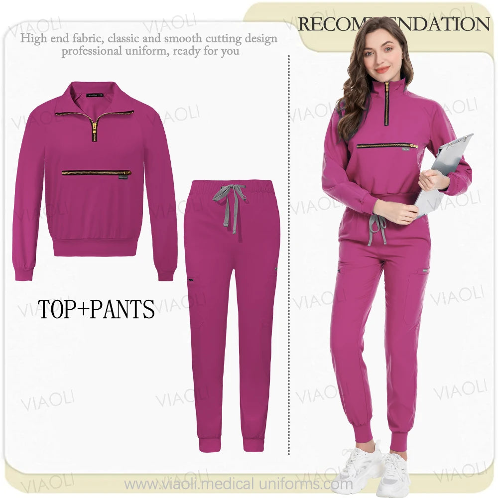 New Hospital Jacket Surgery Pants Long Sleeve Jogging Suits Medical Uniforms Women Scrubs Set Nurses Accessories Beauty Workwear