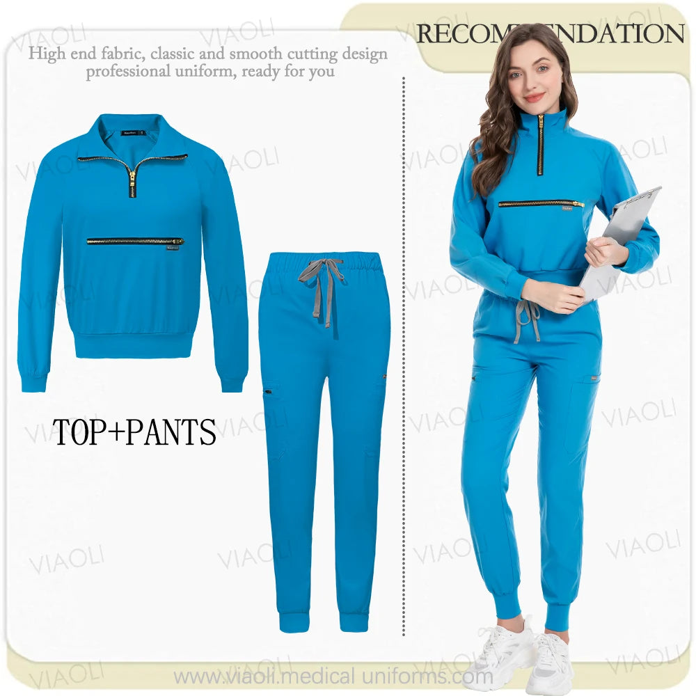 New Hospital Jacket Surgery Pants Long Sleeve Jogging Suits Medical Uniforms Women Scrubs Set Nurses Accessories Beauty Workwear
