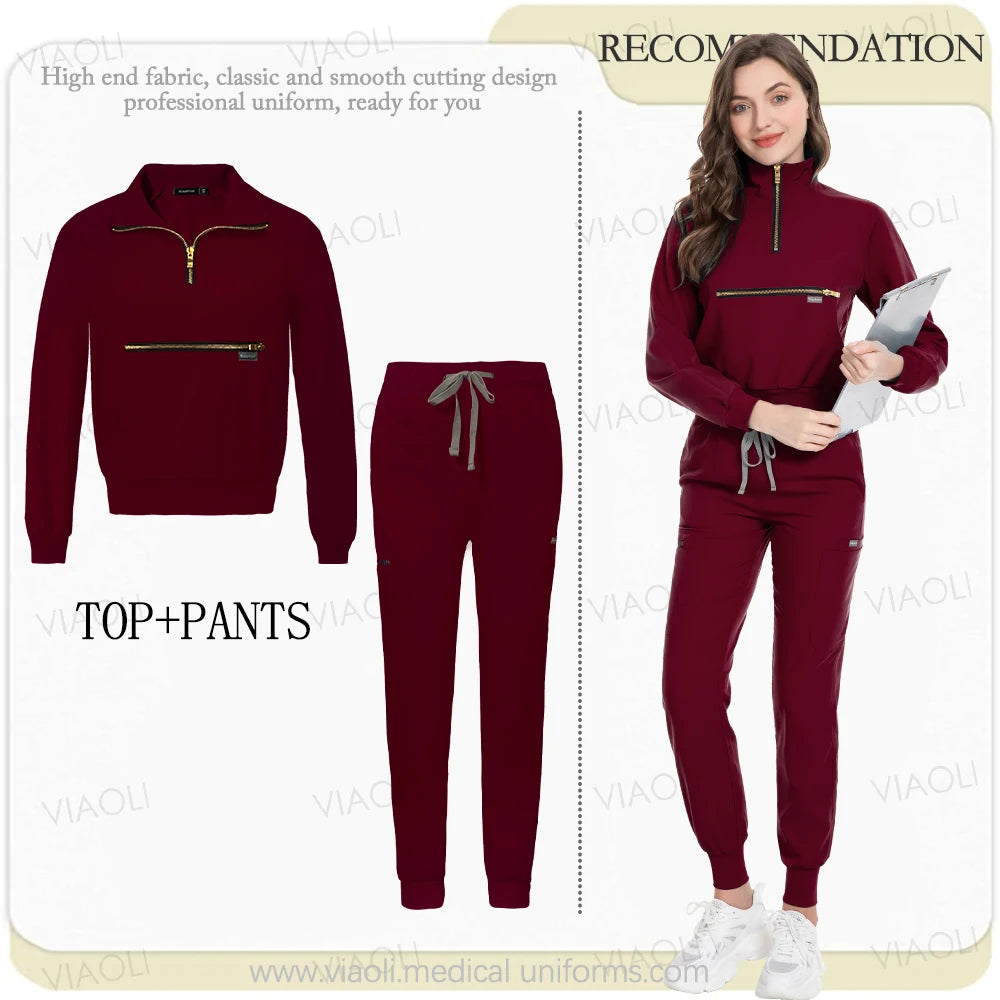 New Hospital Jacket Surgery Pants Long Sleeve Jogging Suits Medical Uniforms Women Scrubs Set Nurses Accessories Beauty Workwear
