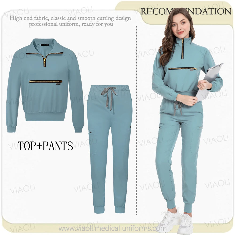 New Hospital Jacket Surgery Pants Long Sleeve Jogging Suits Medical Uniforms Women Scrubs Set Nurses Accessories Beauty Workwear