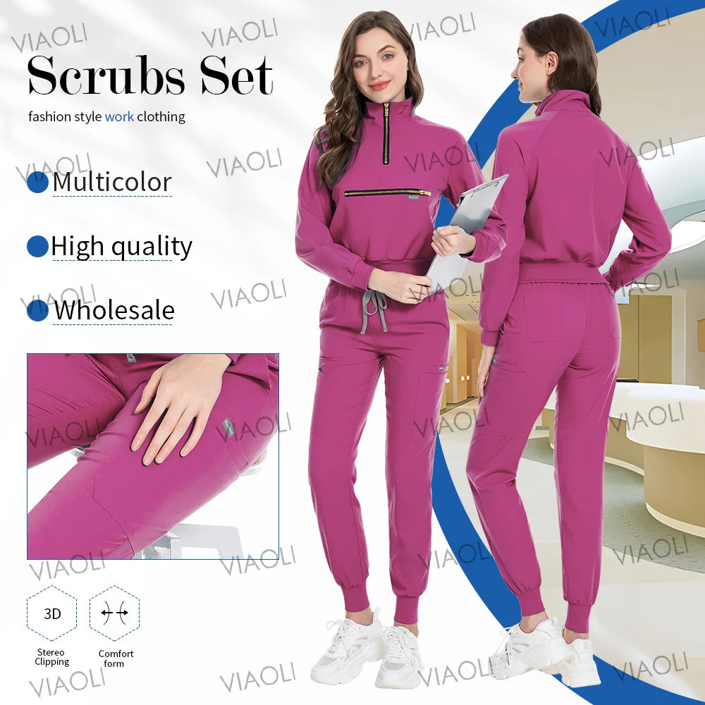 New Hospital Jacket Surgery Pants Long Sleeve Jogging Suits Medical Uniforms Women Scrubs Set Nurses Accessories Beauty Workwear